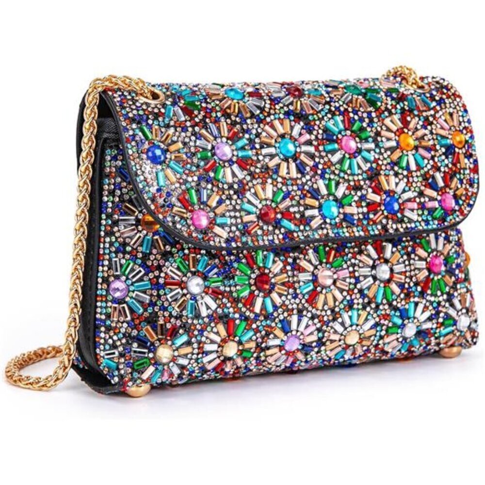Crystals Rhinestone Evening Bag for Women Clutch Purse with Chain